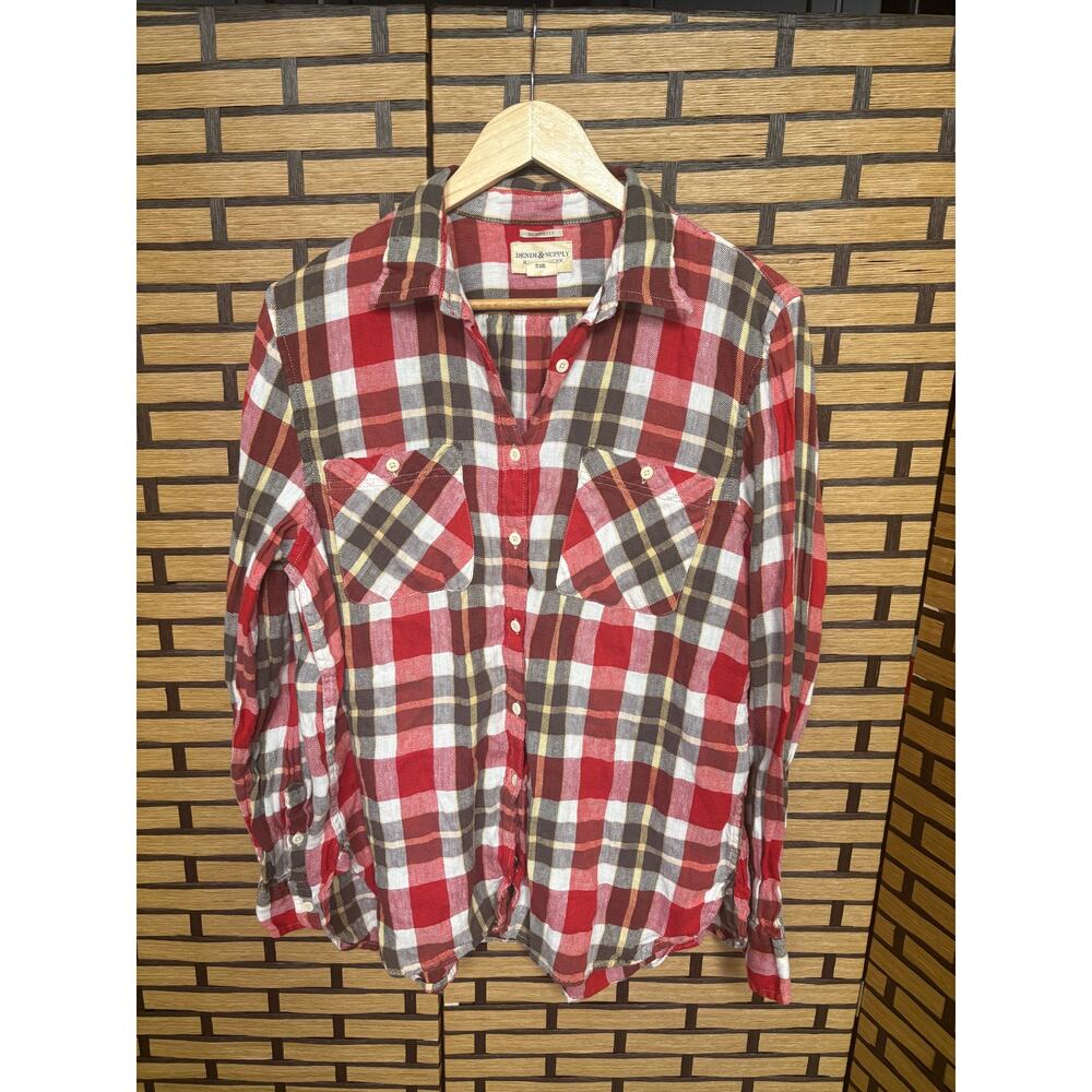 Denim & Supply Ralph Lauren RL Utility Red And Gray Plaid Button Down Shirt XL